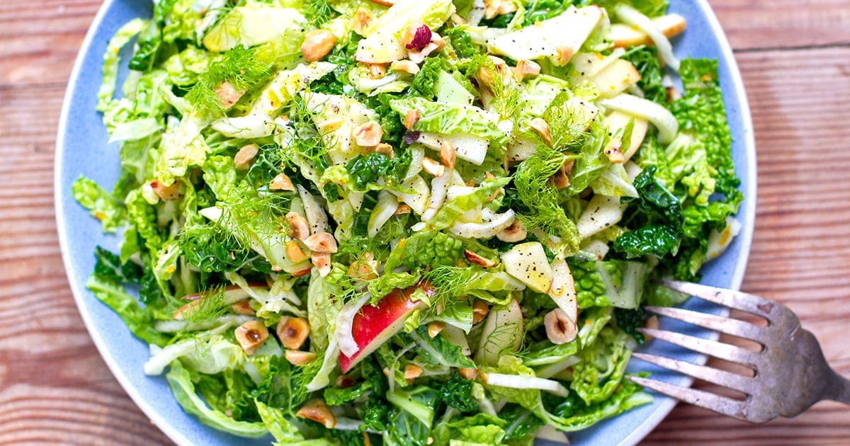 Cabbage Apple & Fennel Slaw With Orange Dressing & Hazelnuts