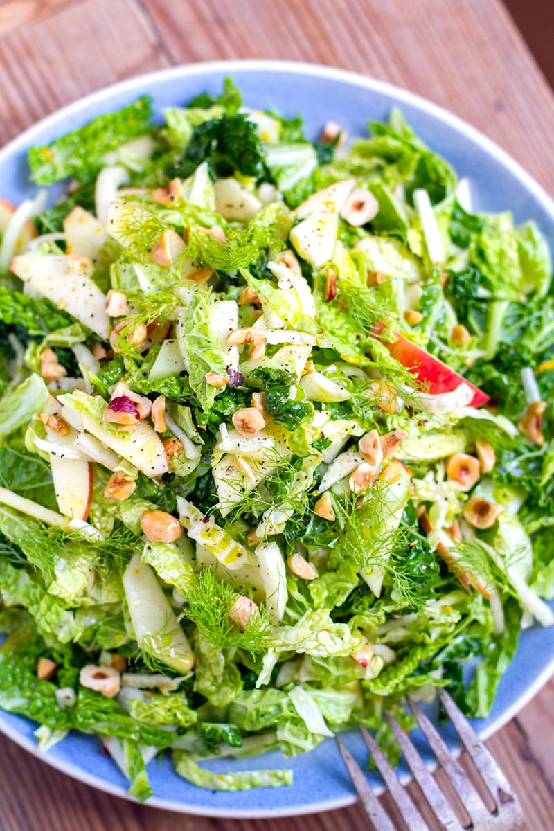 Cabbage Fennel & Apple Slaw Salad With Orange & Hazelnut