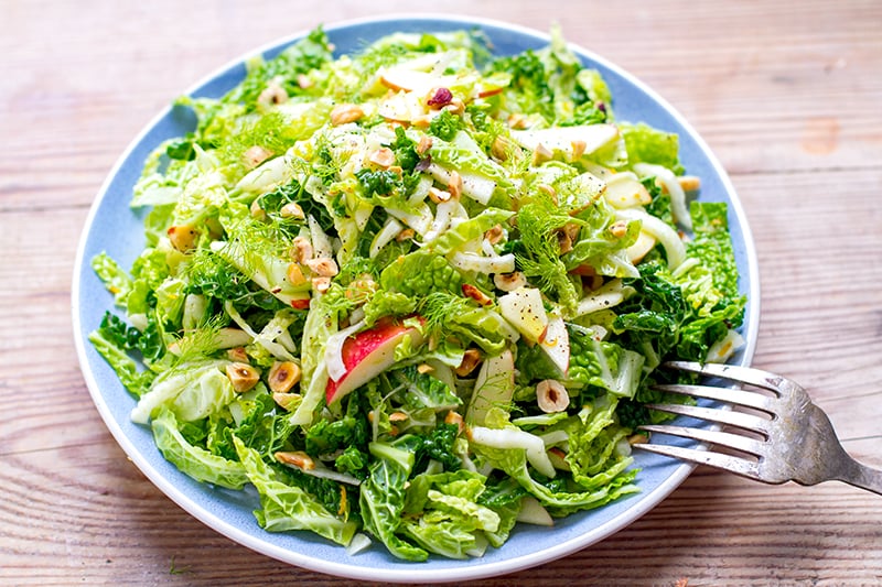 Cabbage Fennel & Apple Slaw With Orange Hazelnut Dressing