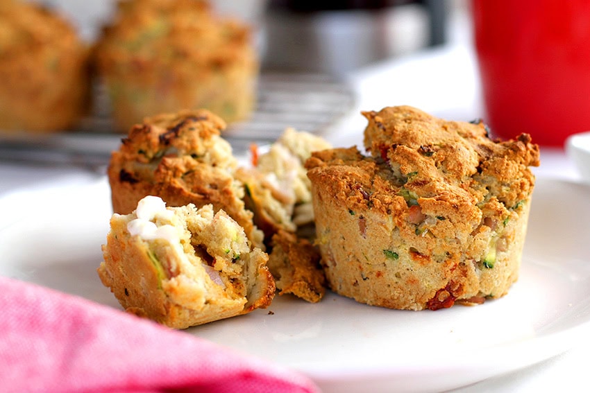 Savoury Zucchini Muffins With Sun-Dried Tomatoes & Ham - Paleo, Gluten-Free