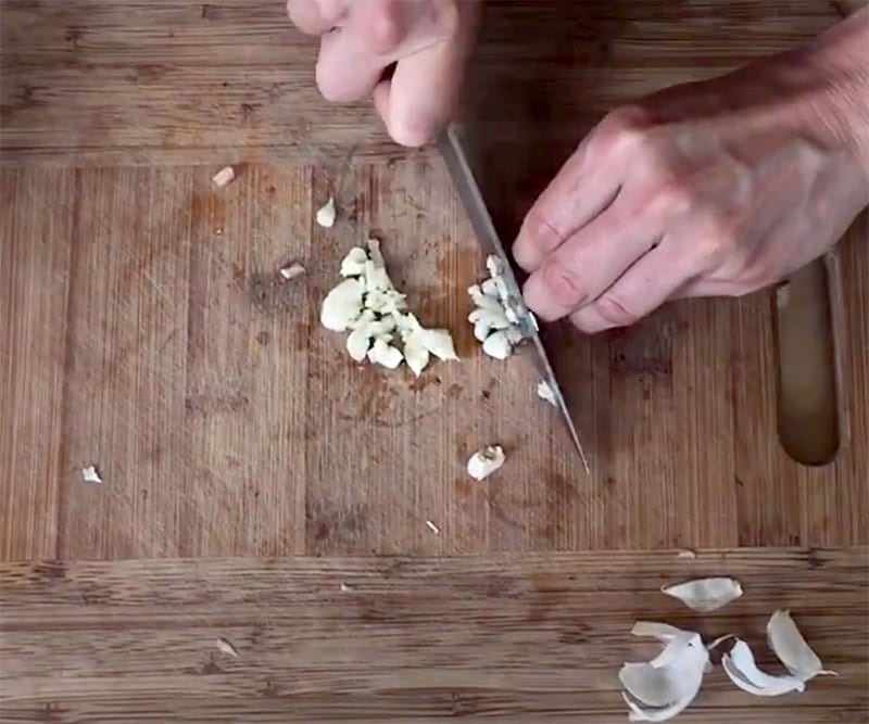Chop garlic finely