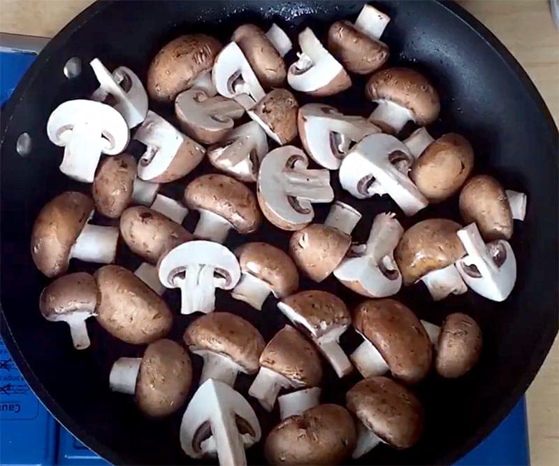 Pan fry mushrooms over medium high heat