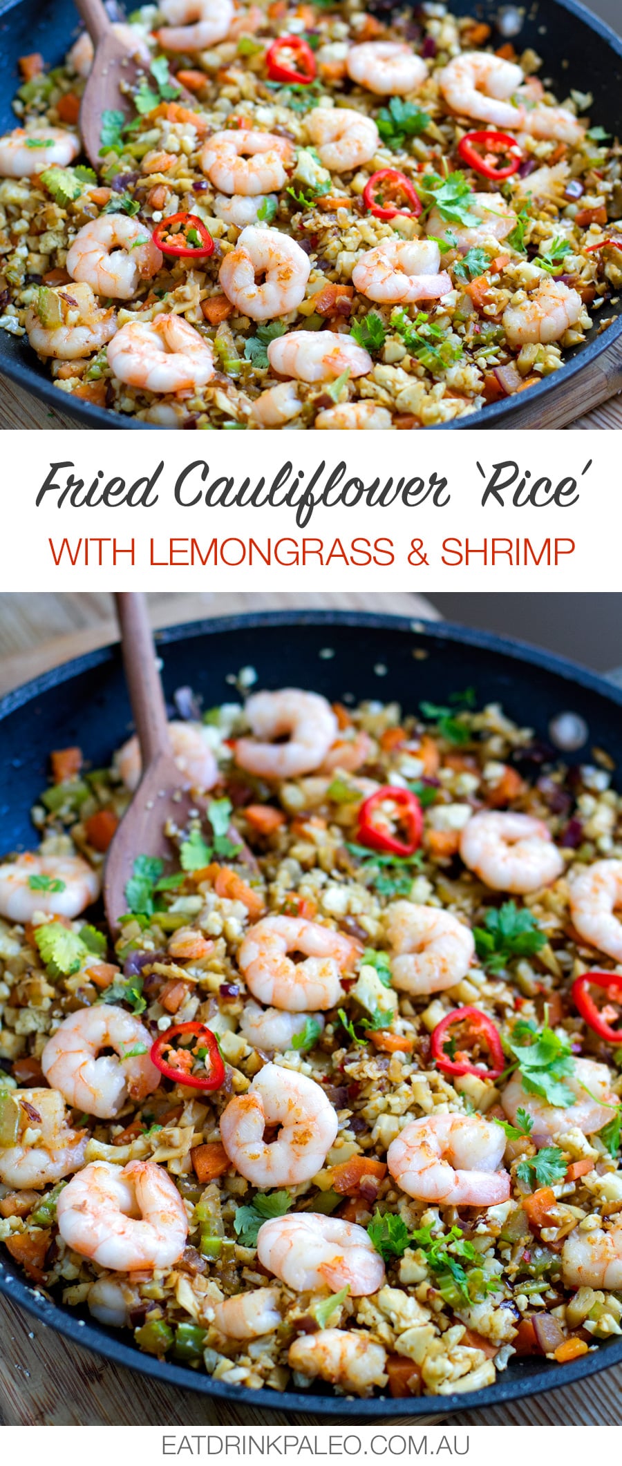 Lemongrass Cauliflower Shrimp Fried Rice (Paleo, Keto, Whole30)