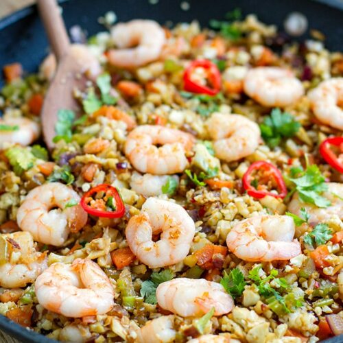 Cauliflower Shrimp Fried Rice Recipe (Paleo, Whole30, Keto)