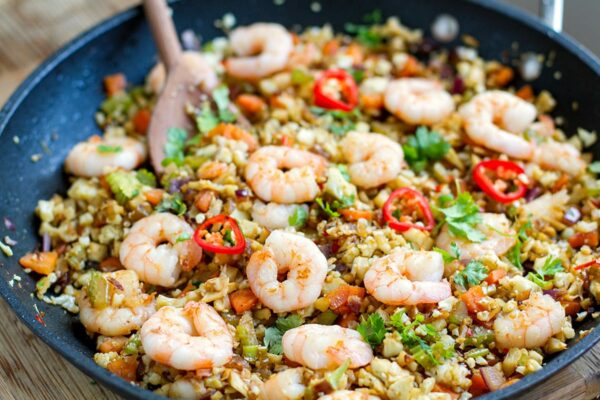 Cauliflower Shrimp Fried Rice Recipe (Paleo, Whole30, Keto)