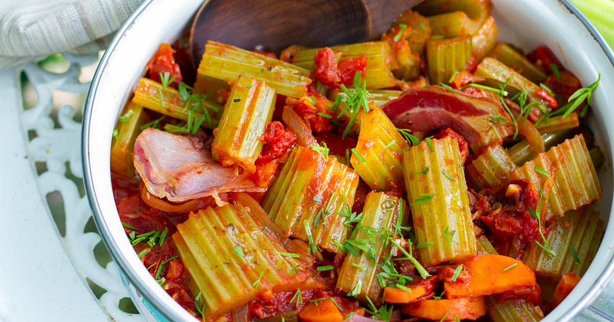 Braised Celery With Tomatoes & Pancetta
