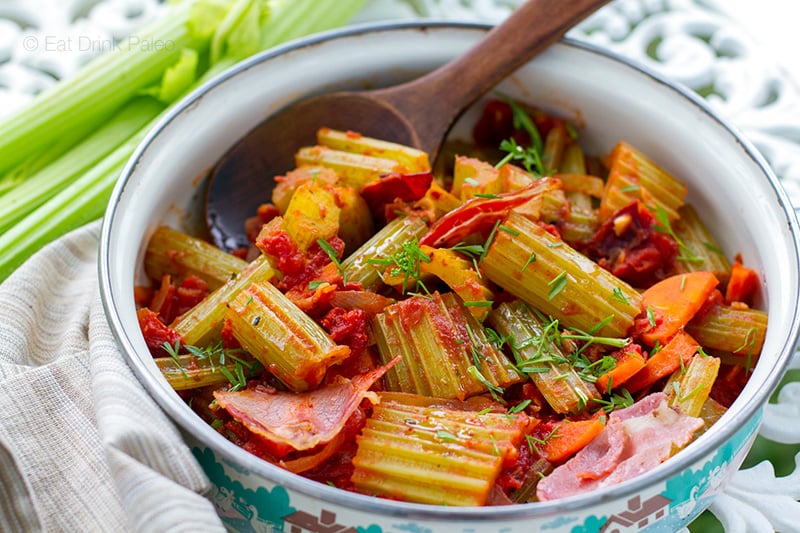 Braised Celery With Tomatoes & Pancetta