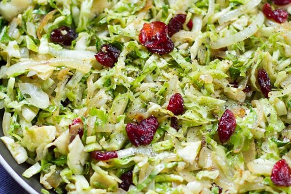 Brussels Sprouts With Cranberries & Garlic (Paleo, Vegetarian)