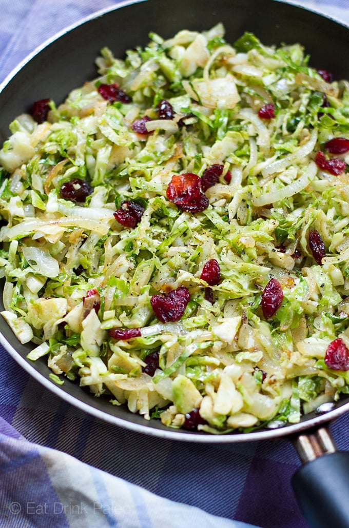 Brussels Sprouts With Cranberries & Garlic (Paleo, Vegetarian, Gluten-Free, Whole30)