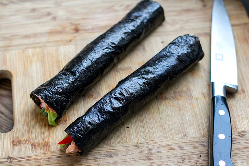 Nori Rolls With Salmon & Avocado (Paleo, Low-Carb, Gluten-Free)