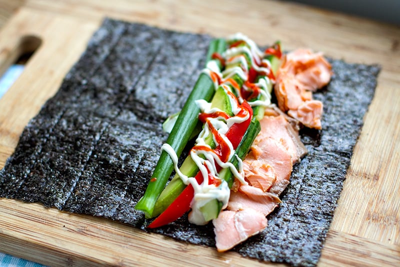 Nori Rolls With Salmon & Avocado (Paleo, Low-Carb, Gluten-Free)