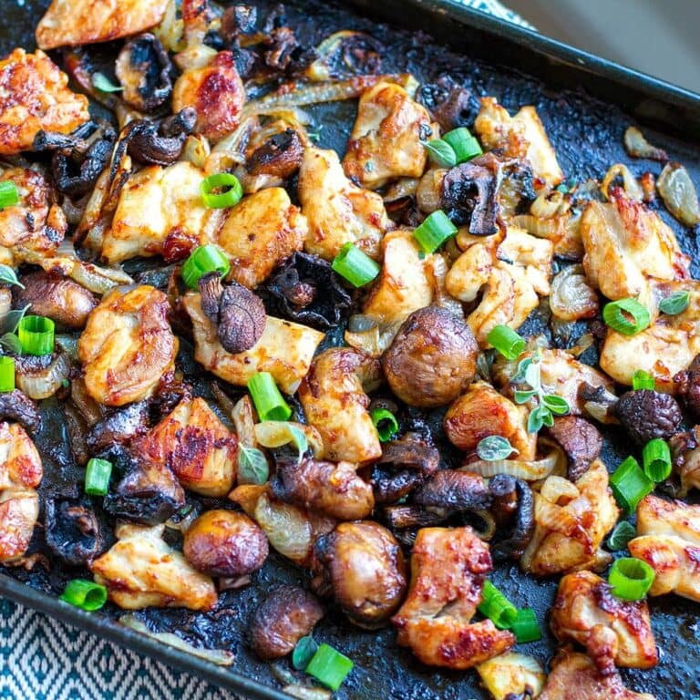 Balsamic Chicken & Mushrooms Sheet Pan Bake