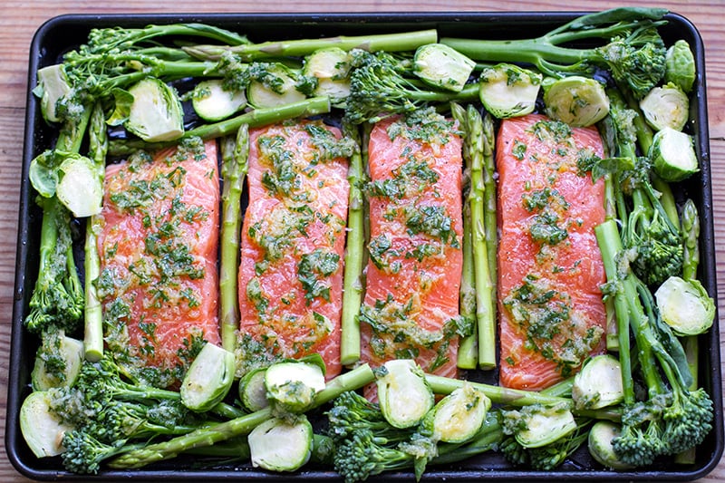 Green & Lean Salmon Sheet Pan Bake