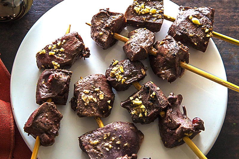 Marinated Beef Heart Kebabs