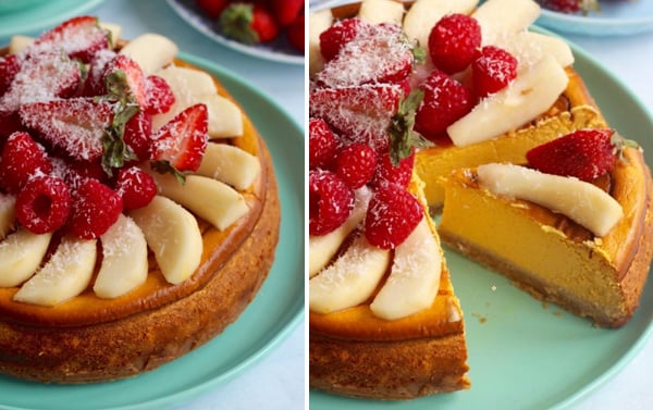 healthy baked pumpkin cheesecake