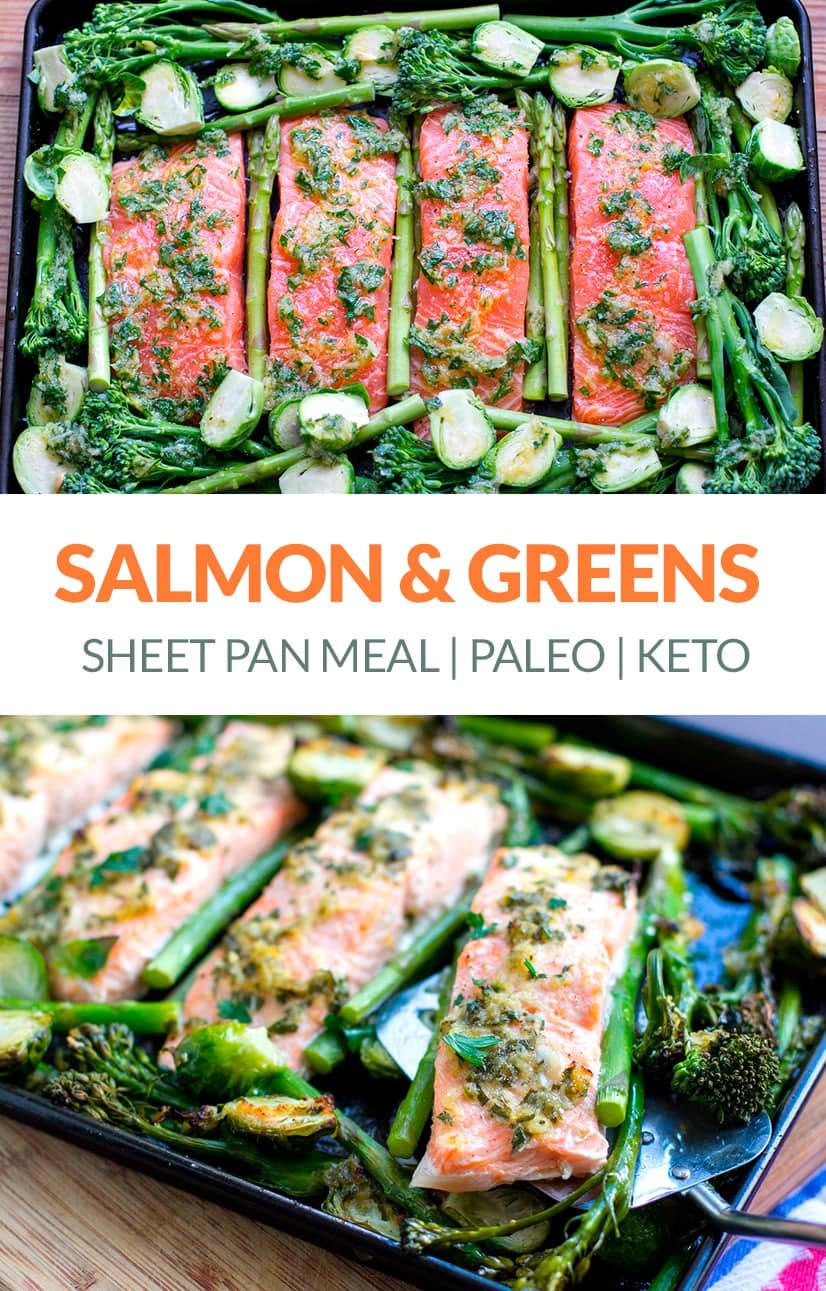 Sheet Pan Salmon & Green Vegetables Bake