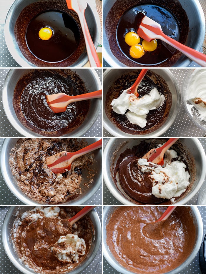 Mixing the batter for keto chocolate cake