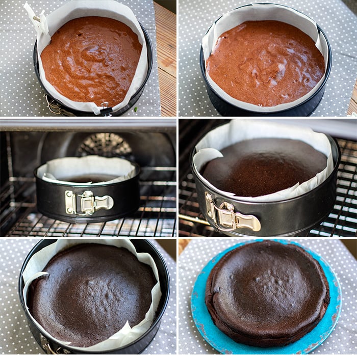 How to bake paleo chocolate cake in a springform cake pan with parchment paper