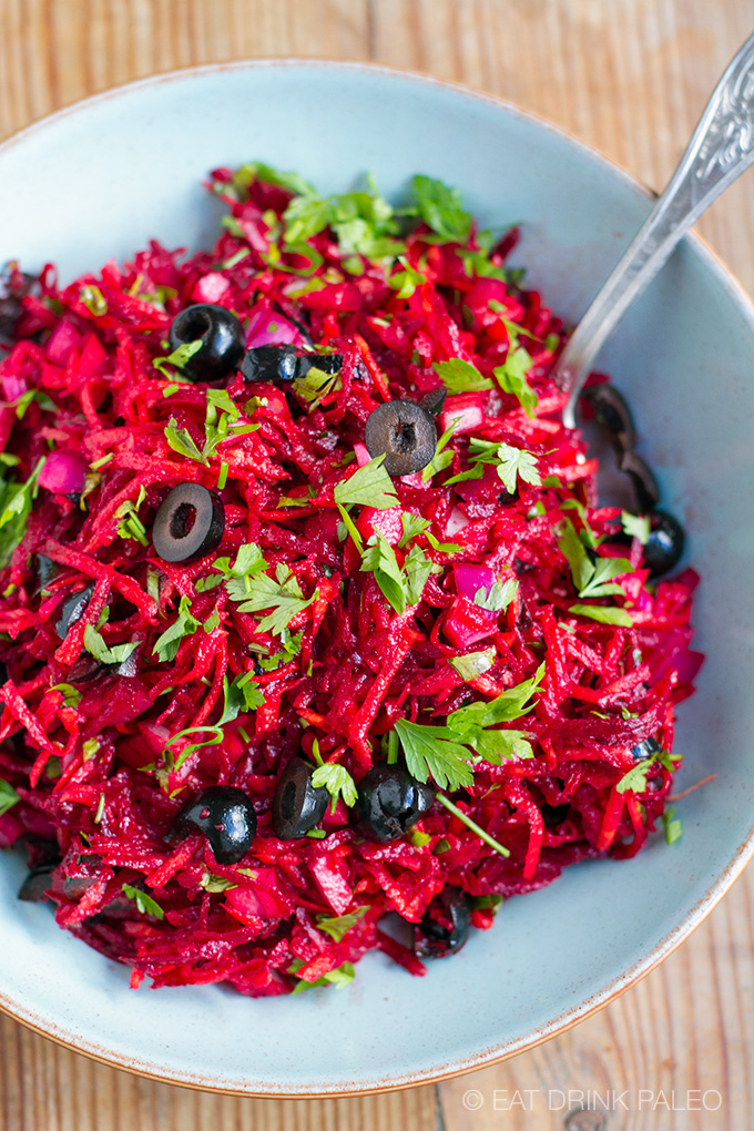 Beet & Olive Slaw Salad (Paleo, Whole30, Vegan)