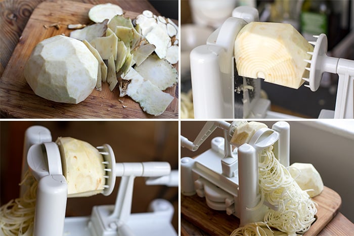 How to spiralize celeriac root