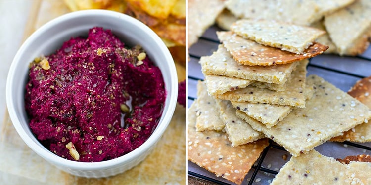 Paleo Starters - beetroot dip and paleo crackers