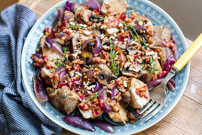 Pork tenderloin with balsamic onions