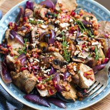 Roasted Pork Tenderloin With Mushrooms, Thyme & Balsamic Onions