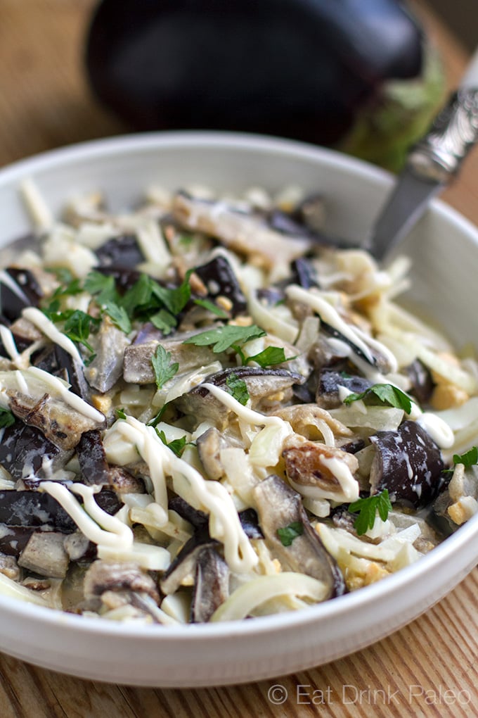 Creamy eggplant salad (paleo, gluten-free, vegetarian, Whole30)