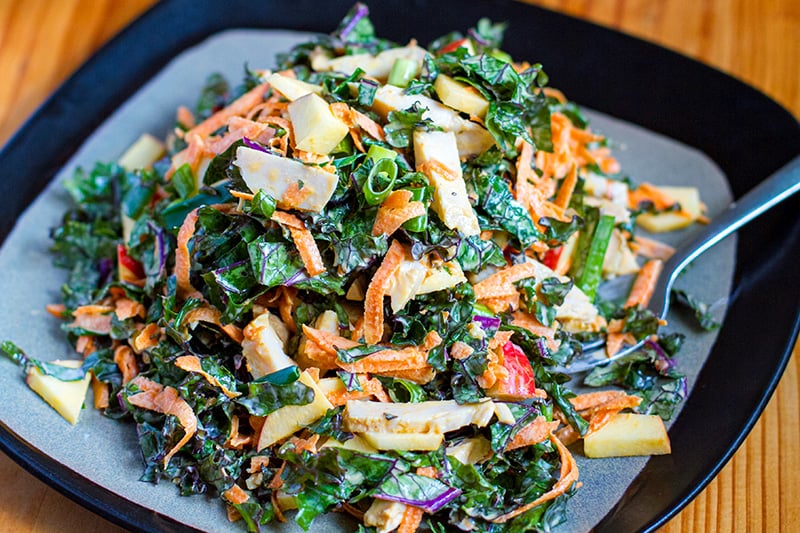 Kale apple chicken salad. (Paleo, Whole30).