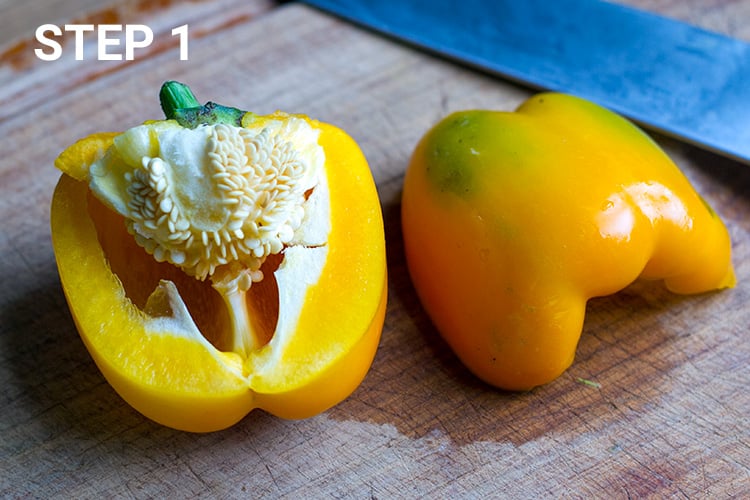 Making a bell pepper sandwich - Step 1