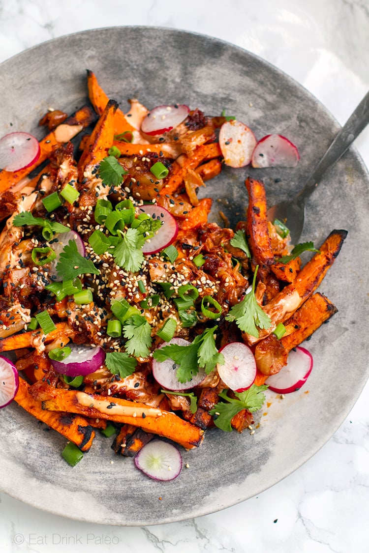 Paleo Kimchi Fries (Gluten-free, Vegetarian, Nut-free)