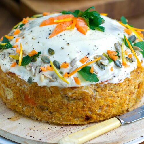Savoury paleo carrot cake with turkey