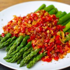 Spanish Inspired Asparagus With Red Peppers, Onion & Garlic