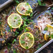 Whole Baked Trout With Herb Salsa & Lemon