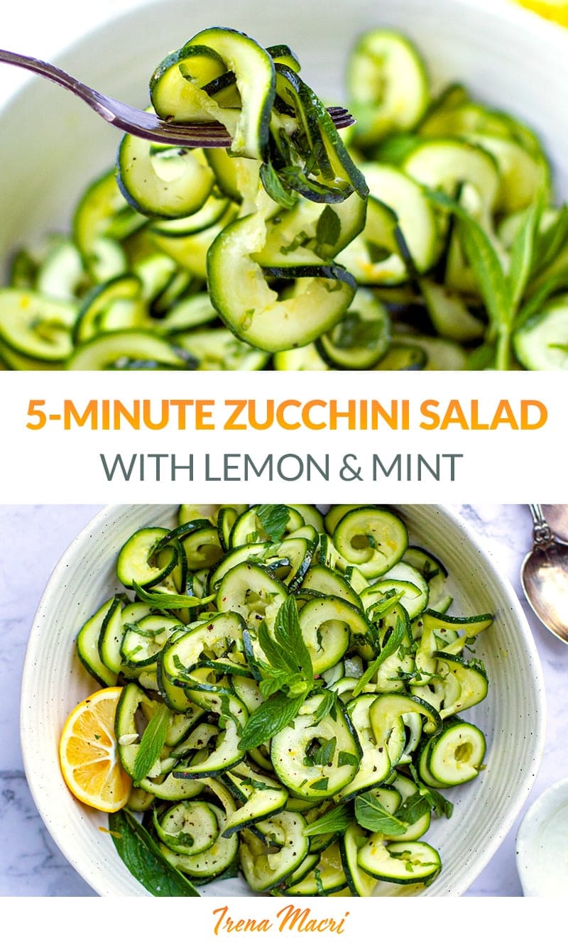 5-Minute Zucchini Salad With Mint & Lemon (Paleo, Whole30, Keto)