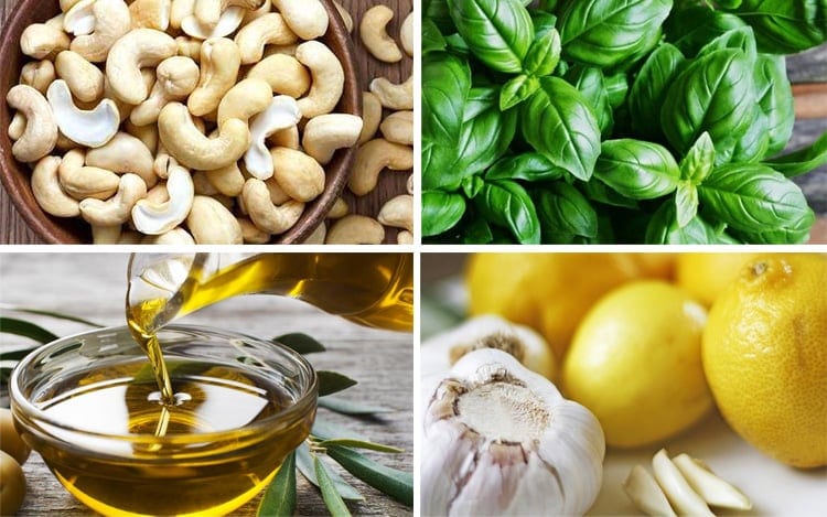 Cashew pesto ingredients