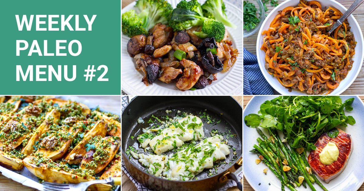 Free Paleo Meal Plan - 5 dinners, 2 breakfasts and 1 treat