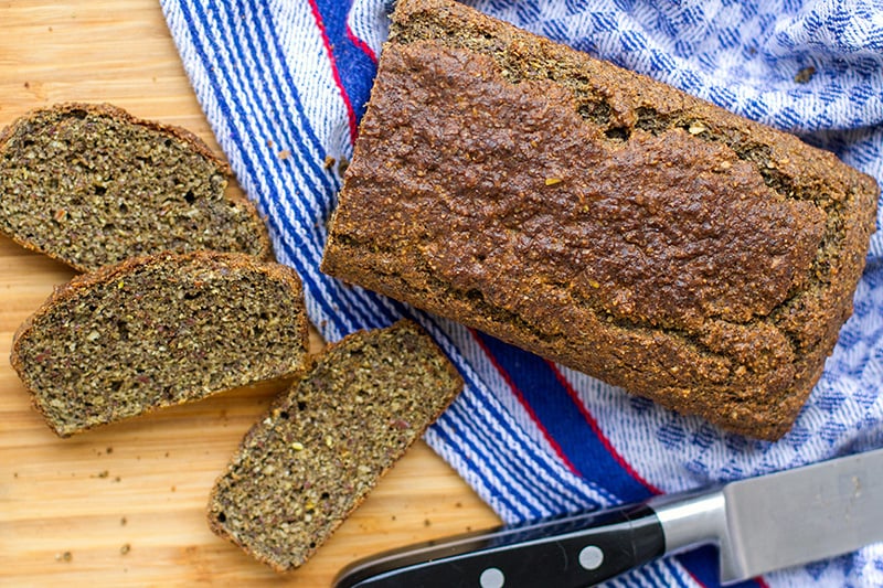 Low carb and keto paleo bread with hemp flour