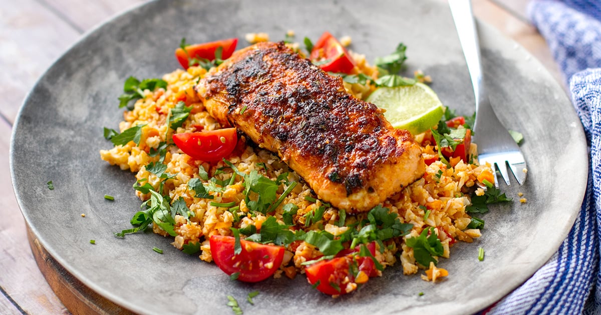 Cajun Salmon And Tomato Cauliflower Rice