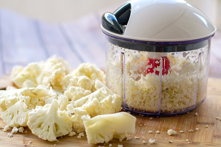 Making cauliflower Rice Food processor