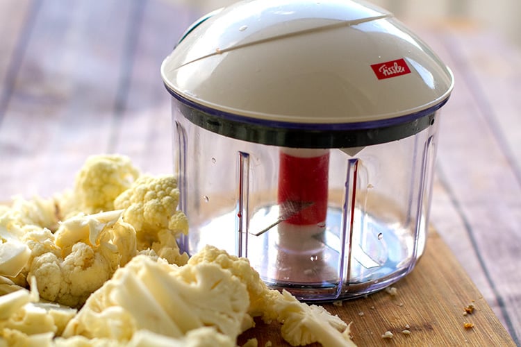 hand-powered food processor for making cauliflower rice