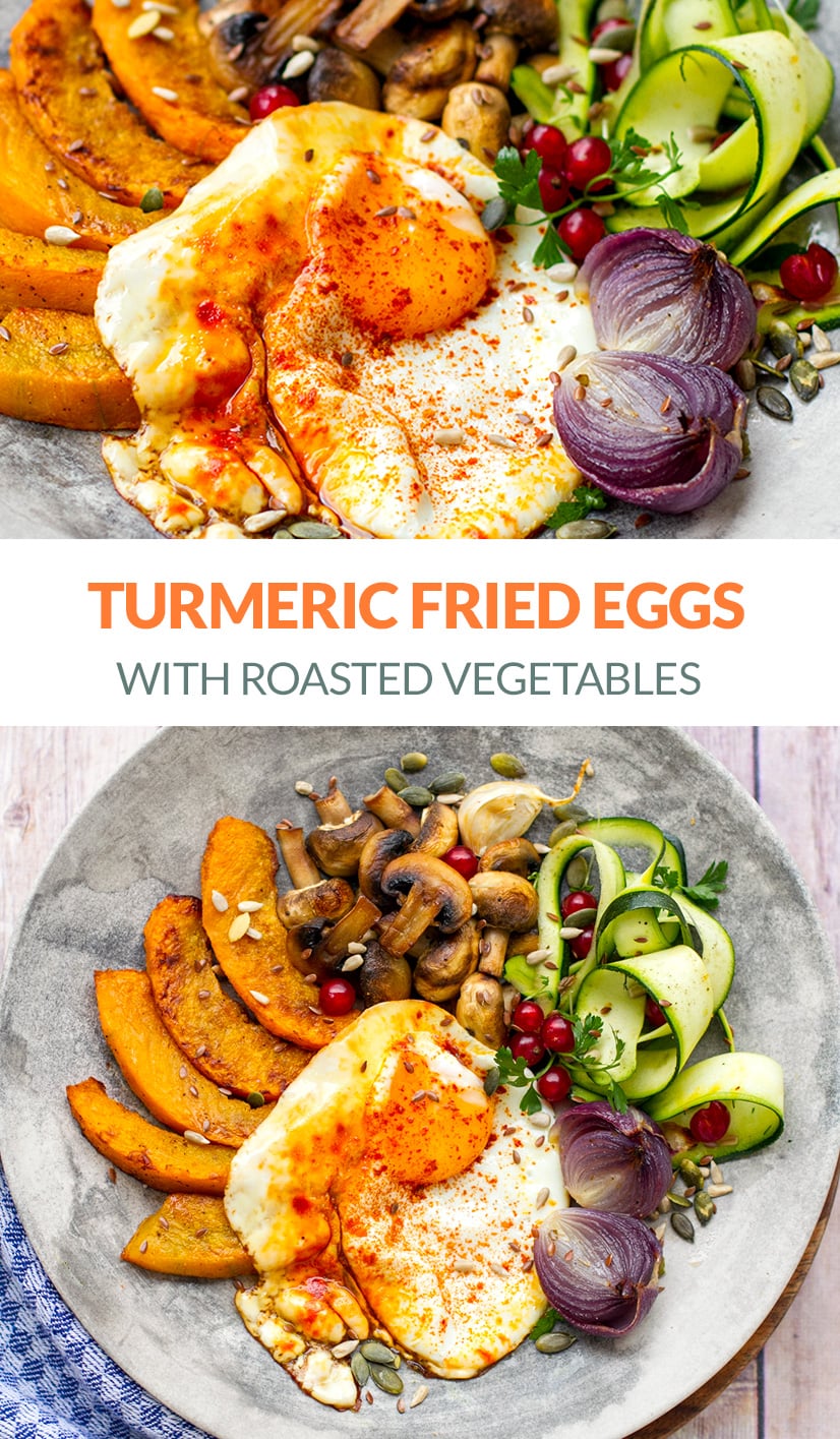 Turmeric Fried Eggs With Roast Vegetables (Paleo, Whole30)