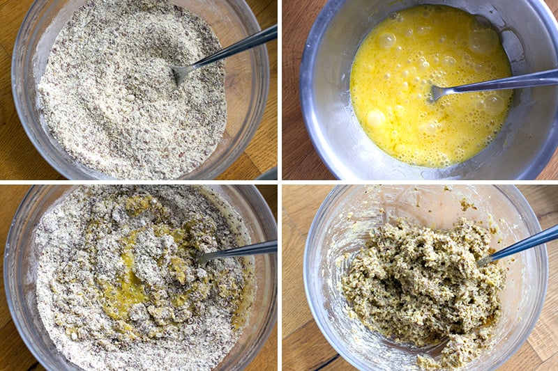 Step-by-step photos for how to make paleo bread mixture