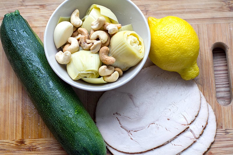 Ingredients for paleo pasta with zucchini