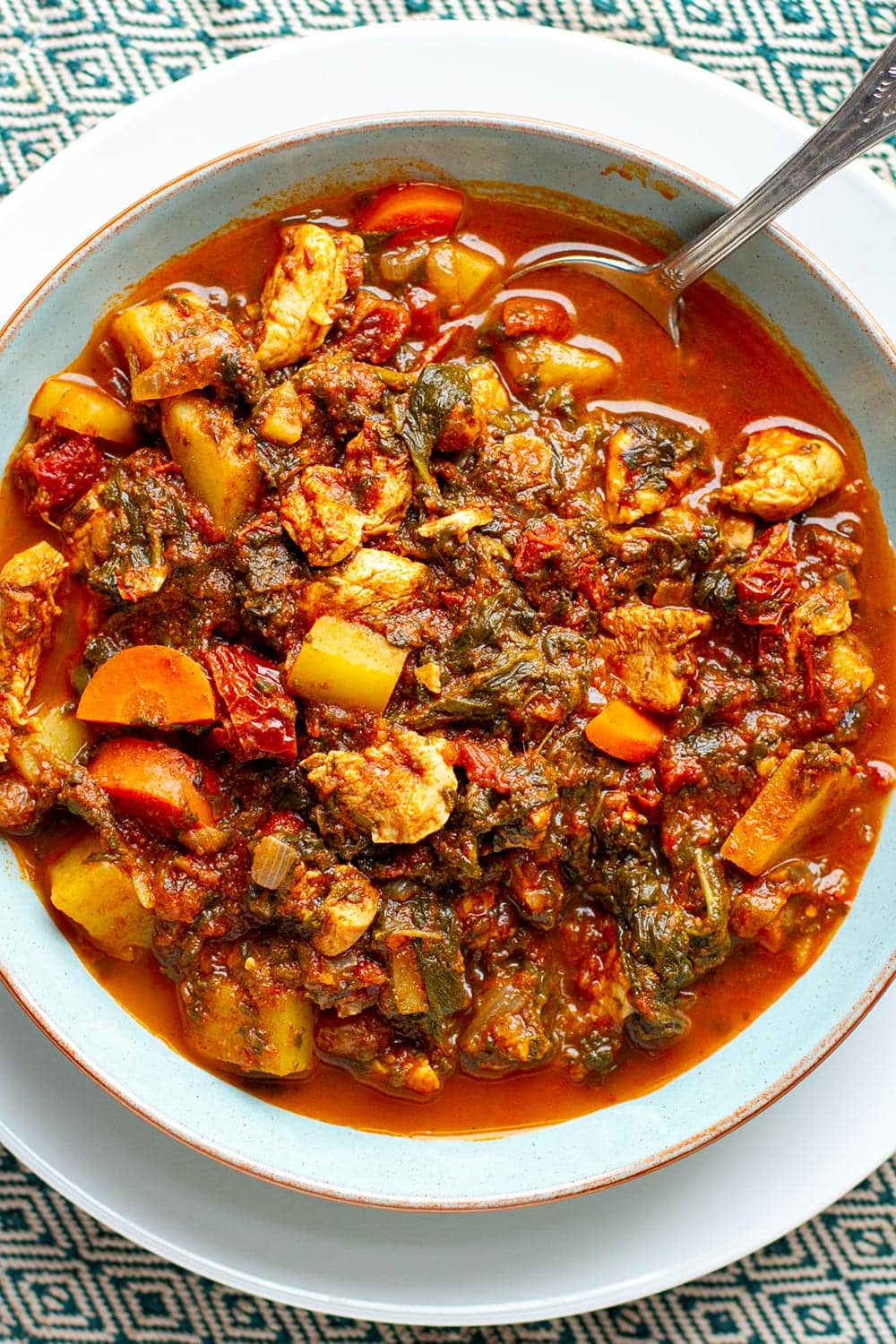 Moroccan Chicken Stew With Spinach & Sun-Dried Tomatoes