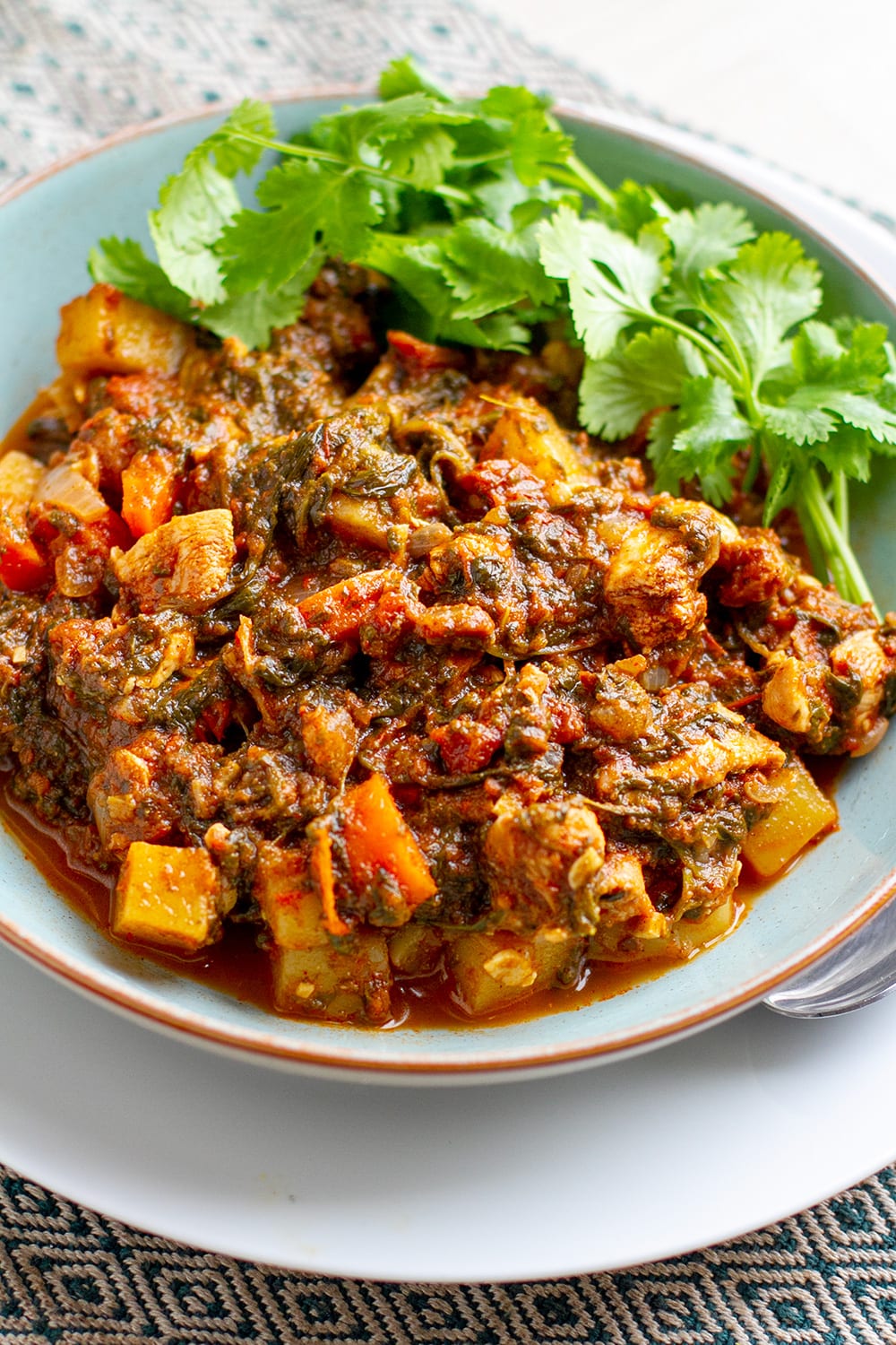 Moroccan Stew With Chicken Tomatoes Spinach & Raisins