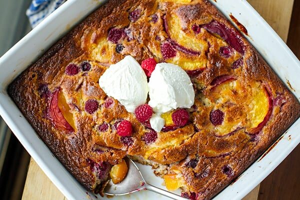 Peach & Raspberry Clafoutis (Paleo, Gluten-free, Dairy-free Dessert)