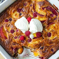 Peach & Raspberry Clafoutis (Gluten-free, Dairy-free, Paleo Recipe)