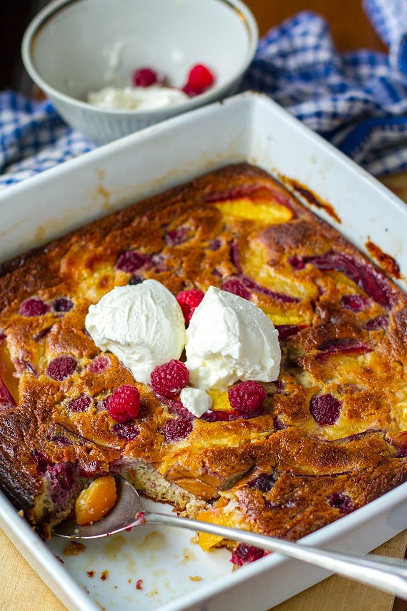 Gluten-free fruit desserts - raspberry clafoutis