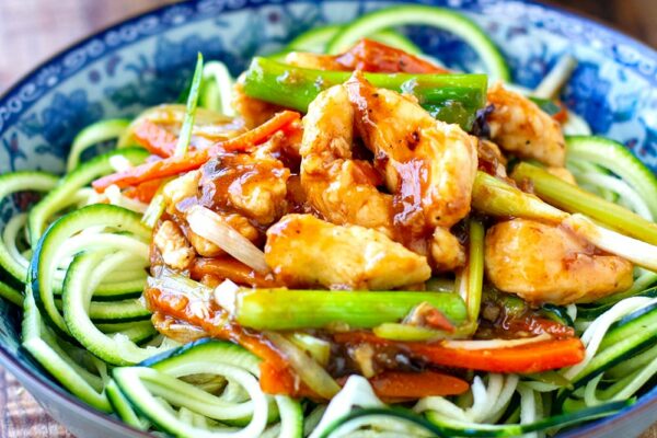 Mongolian Chicken Stir Fry With Zucchini Noodles - Paleo, Gluten-free, Refined Sugar Free